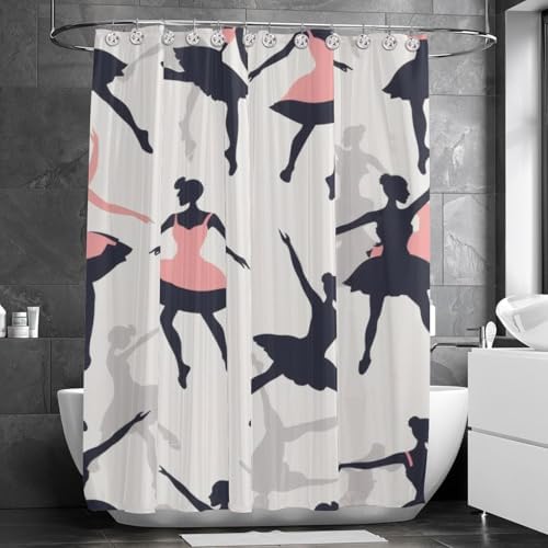 Stunning 48x72 inch shower curtain set with 9 stainless steel hooks by VAPOKF