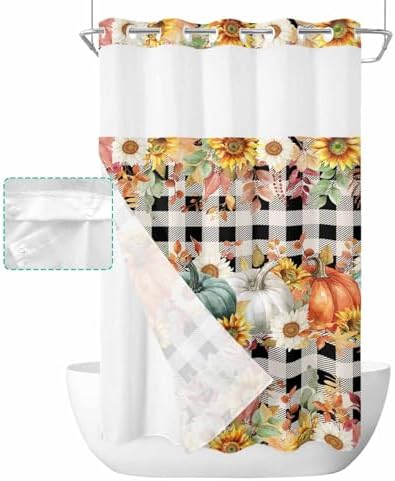 Cozy Fall Shower Curtain with Seeing Window