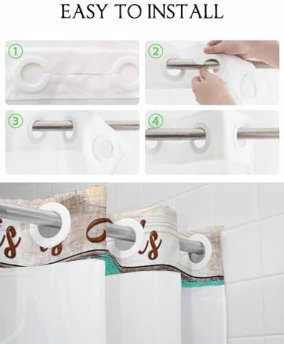 Stylish Farmhouse Shower Curtain Rustic 72x78 Water Resistant No Hook