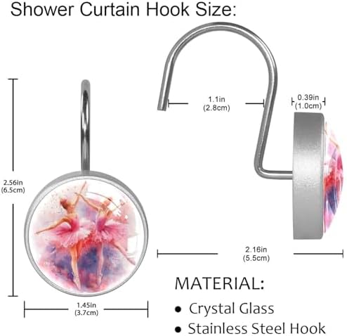 VAPOKF Pink Ballet Dress Girls Shower Curtain Set with Hooks 66x72 in