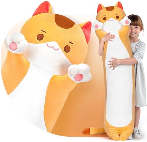 Caaaat Long Cat Plush Body Pillow 36 Huggable Cat Pillow for Kids