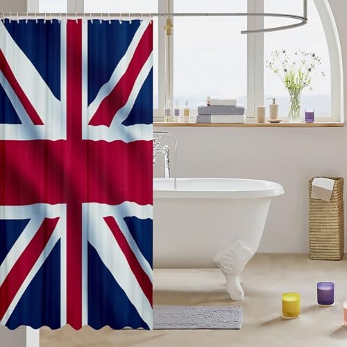 Erosebridal Union Jack Shower Curtain Set 72x72