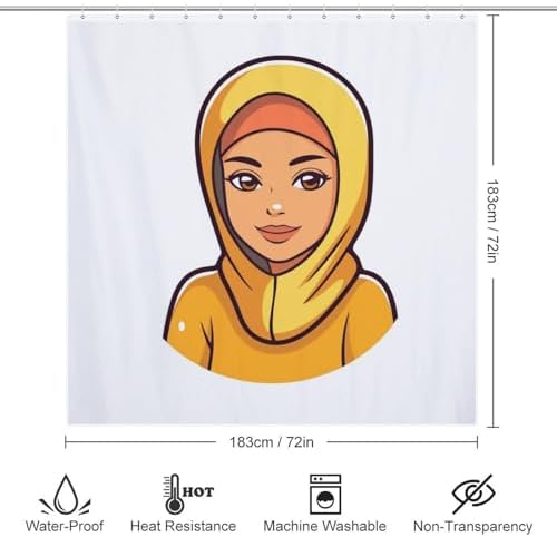 Cartoon Girl Shower Curtain Set