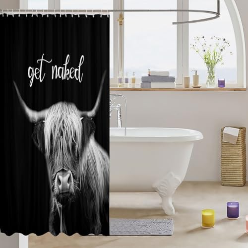 Cute Highland Cow Bath Curtain Unique Bathroom Decor
