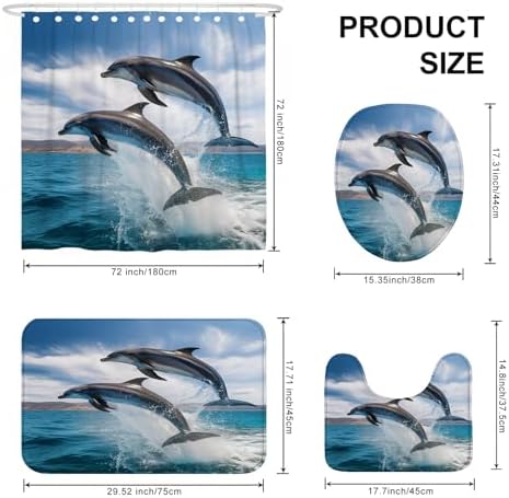 4PCS Jump Dolphin 72x72 Durable 12 Hooks Non-Slip Waterproof