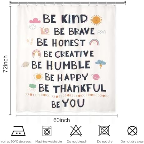 Kids Quotes Inspirational 60x72 Inch Shower Curtain Set with 12 Hooks