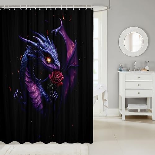 72x84 Rose Shower Curtain Durable Waterproof for Kids