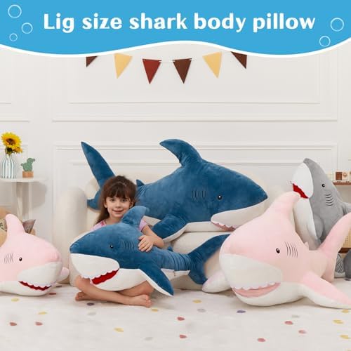 39 Giant Shark Plush Pillow for Kids Adults