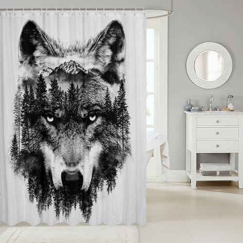 Feelyou Wolf Ultra Soft Bath Curtains Set