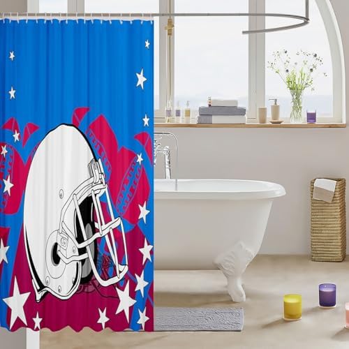 72 American Football Sports Shower Curtain Set