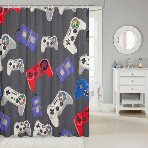 Feelyou Game Shower Curtain 72 x 78 Set - Durable Waterproof for Gamers