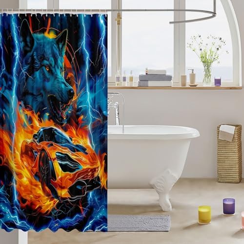 Colorful Safari Animal Shower Curtain for Kids