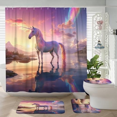 4-Piece Rainbow Unicorn Bath Set