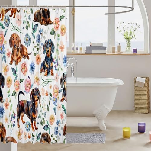 Cute Dachshund Bath Curtain for Kids 72x72
