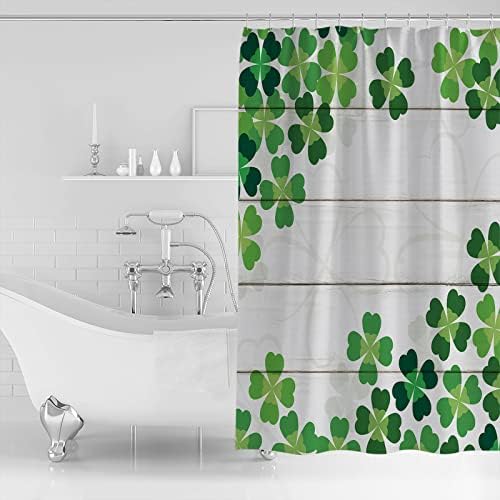 St Patricks Day Green Shamrock - Waterproof shower curtain set with Straps