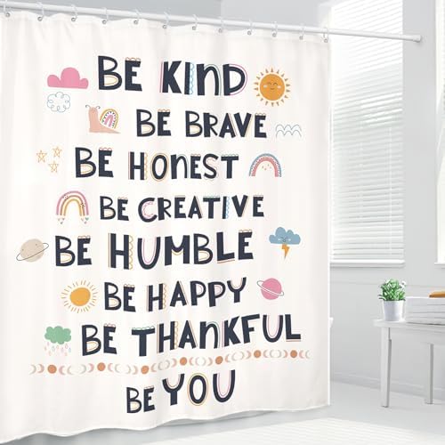 Kids Quotes Inspirational 60x72 Inch Shower Curtain Set with 12 Hooks