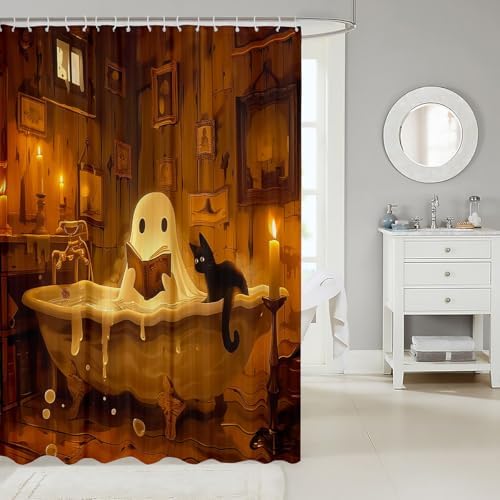 Funny Ghost Bath Curtain Halloween 72x84