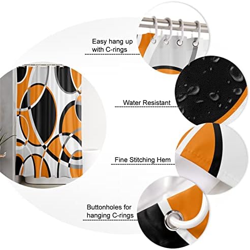 Waterproof Shower Curtain with Abstract Geometric Stripes 72x84 inch