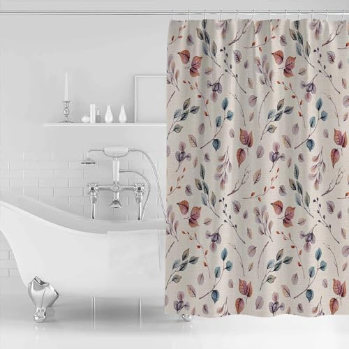 Picpeak 54x78-inch Autumn-Pattern Waterproof Shower Curtain Set with 12 Hooks