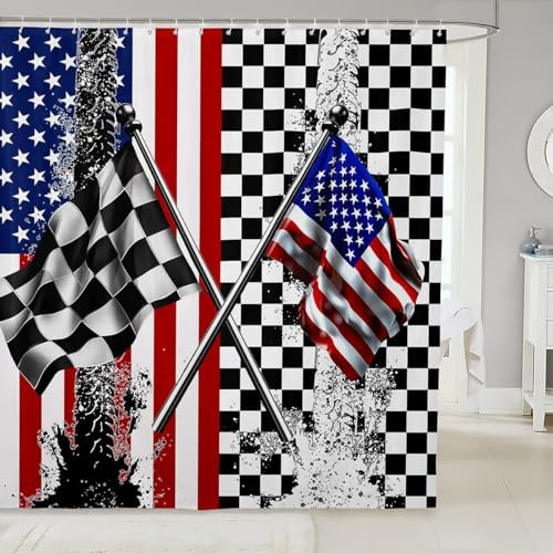 American Flag Bathtime Fun with 12 Hooks