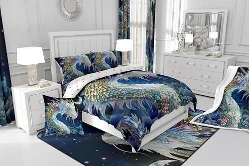 Feelyou Dragon 72 shower curtain boys set in white