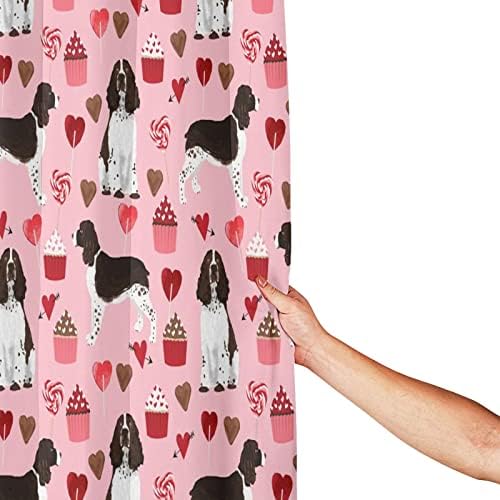 Perfect bath curtains for kids Cute Springer Spaniel Hearts 72x72 inch waterproof