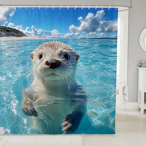 French Adventure Sea Otter Shower Curtain Set