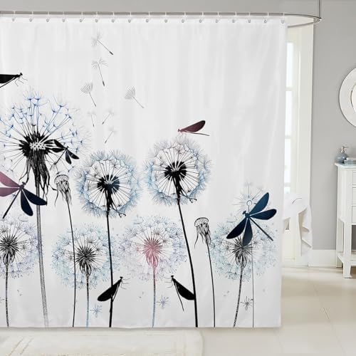 Dragonfly Bathroom Curtain with 12 Hooks 72x72