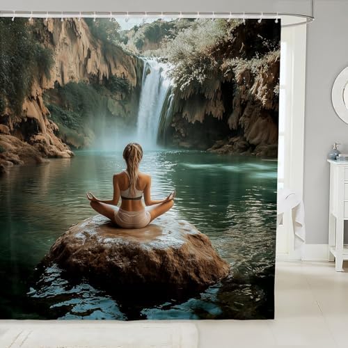 Erosebirdal Eco-Infused Yoga Shower Curtain Set - 72x72 inch