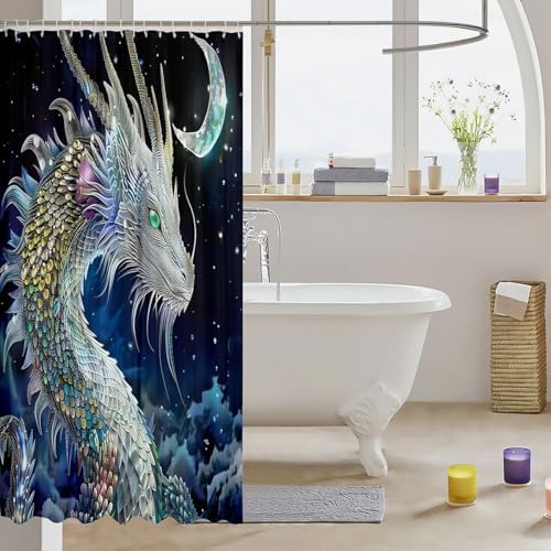 Feelyou Dragon 72 shower curtain boys set in white