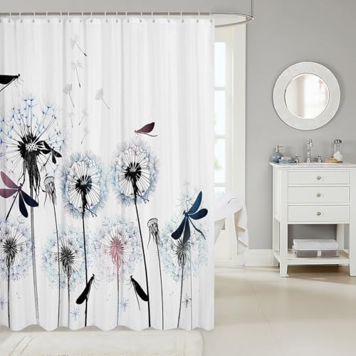 Dragonfly Bathroom Curtain with 12 Hooks 72x72