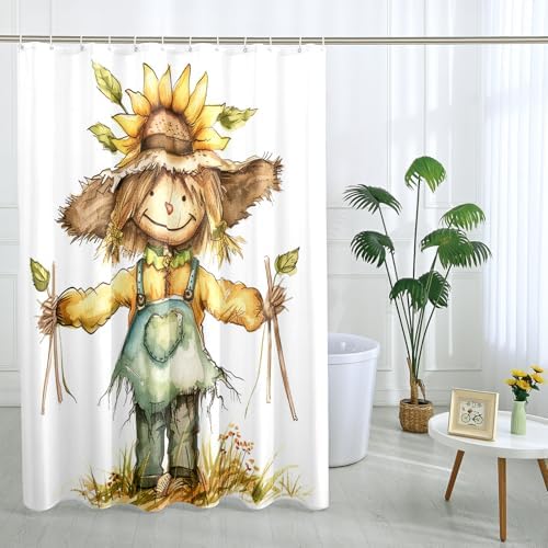 Fall Cool Scarecrow Shower Curtain Set 62x72