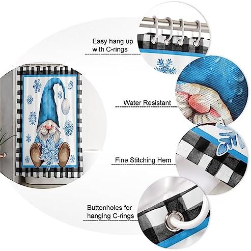 Gnome Snowflake Waterproof Shower Curtain