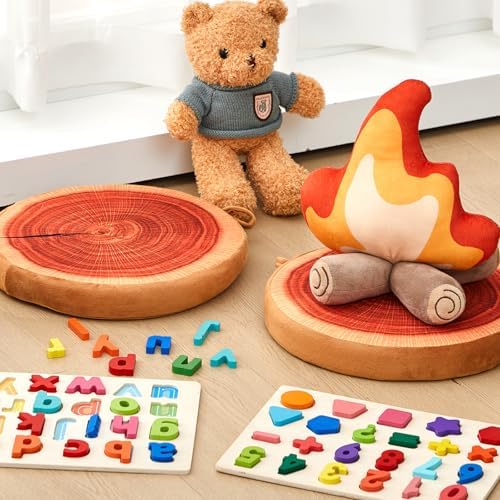 3 Pcs Campfire Plush Set Realistic Camping Experience