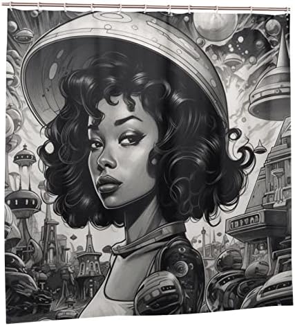 TIYAANDSY Black Girl Hats Shower Curtain Set 72x72in