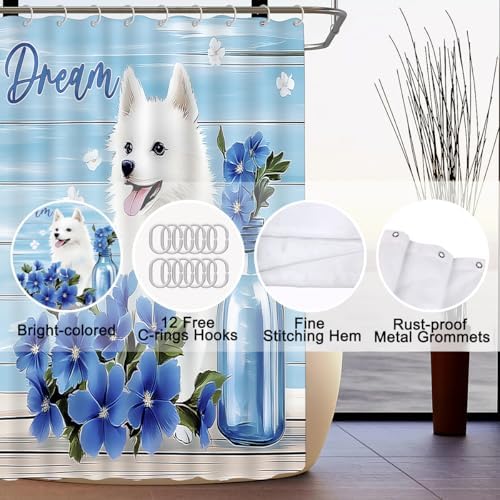 ALEXEX 4-Panel Blue Petunia Shower Curtain Set