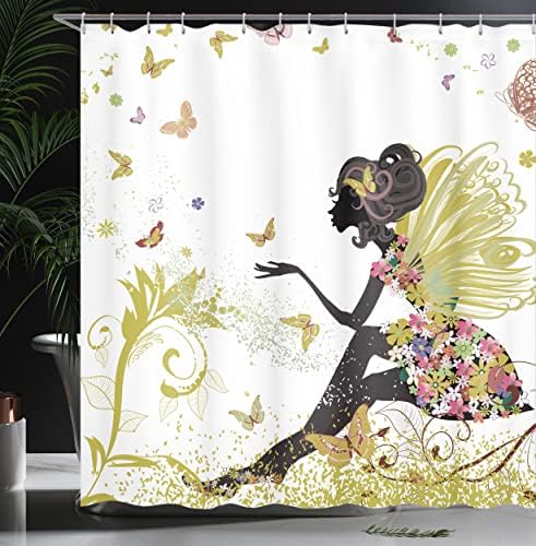 Ambesonne Fantasy Shower Curtain Surreal Garden Butterflies Print