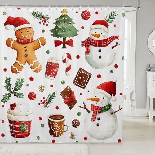 Castles Gingerbread Man Waterproof Bath Shower Curtain Set