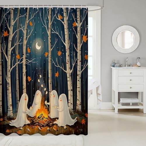 Kids Halloween Ghost Shower Curtain Set