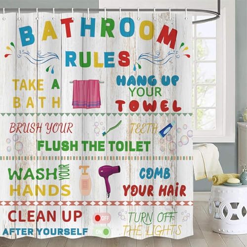 Kids Shower Curtain with 12 Hooks 72x72 Inches