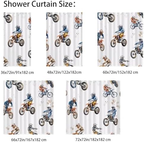 Boys Motorcross Prints 48x72 in Shower Curtain Set