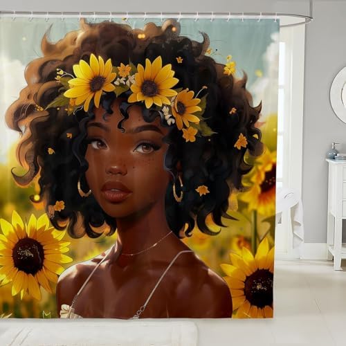 Feelyou African American Black Girl Shower Curtain
