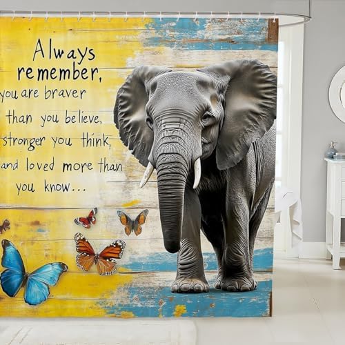 Feelyou Elephant Shuffle Butterfly 72x72 Bath Curtain Set