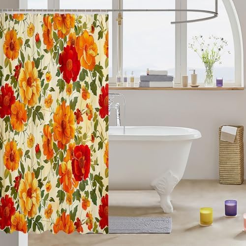Feelyou 72x78 Rose Floral Bathroom curtain