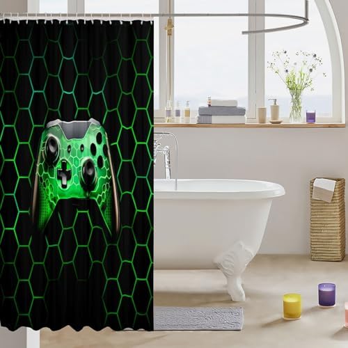 Stylish Geometric Honeycomb Gamepad - High-Quality Waterproof Bathroom Curtains