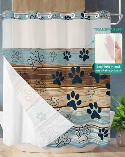 No-Hook Bathroom Shower Curtain