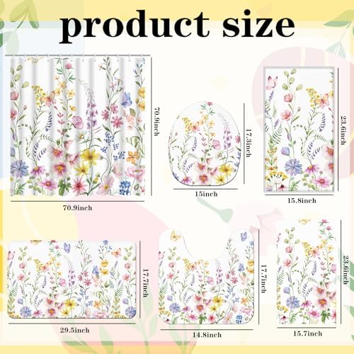 6-Piece Summer Bathroom Set with U-Shaped Mat 2
