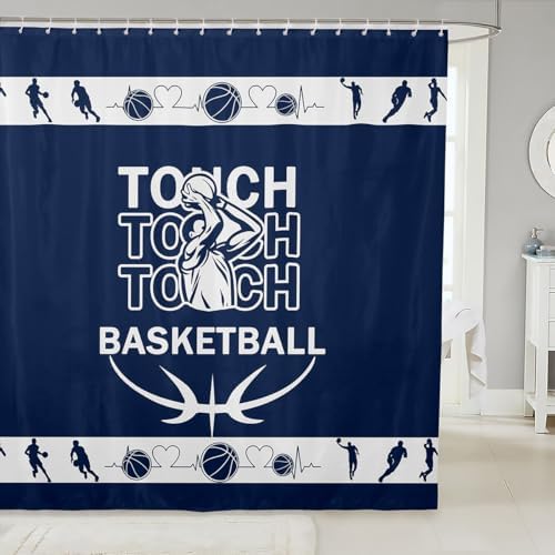 Basketball-Theme 72x84 Waterproof shower curtain with 12 hooks