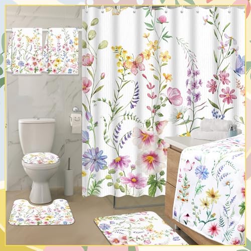 6-Piece Summer Bathroom Set with U-Shaped Mat 2