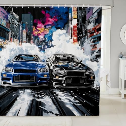 Speed Racing Car Bath Curtain Set